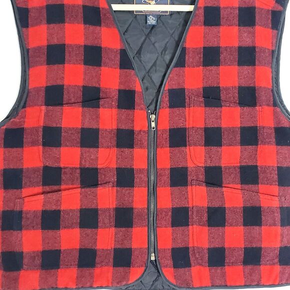Backpacker Sportswear Field Utility Vest Mens XL Red Black Buffalo Plaid Hunting - Picture 2 of 8